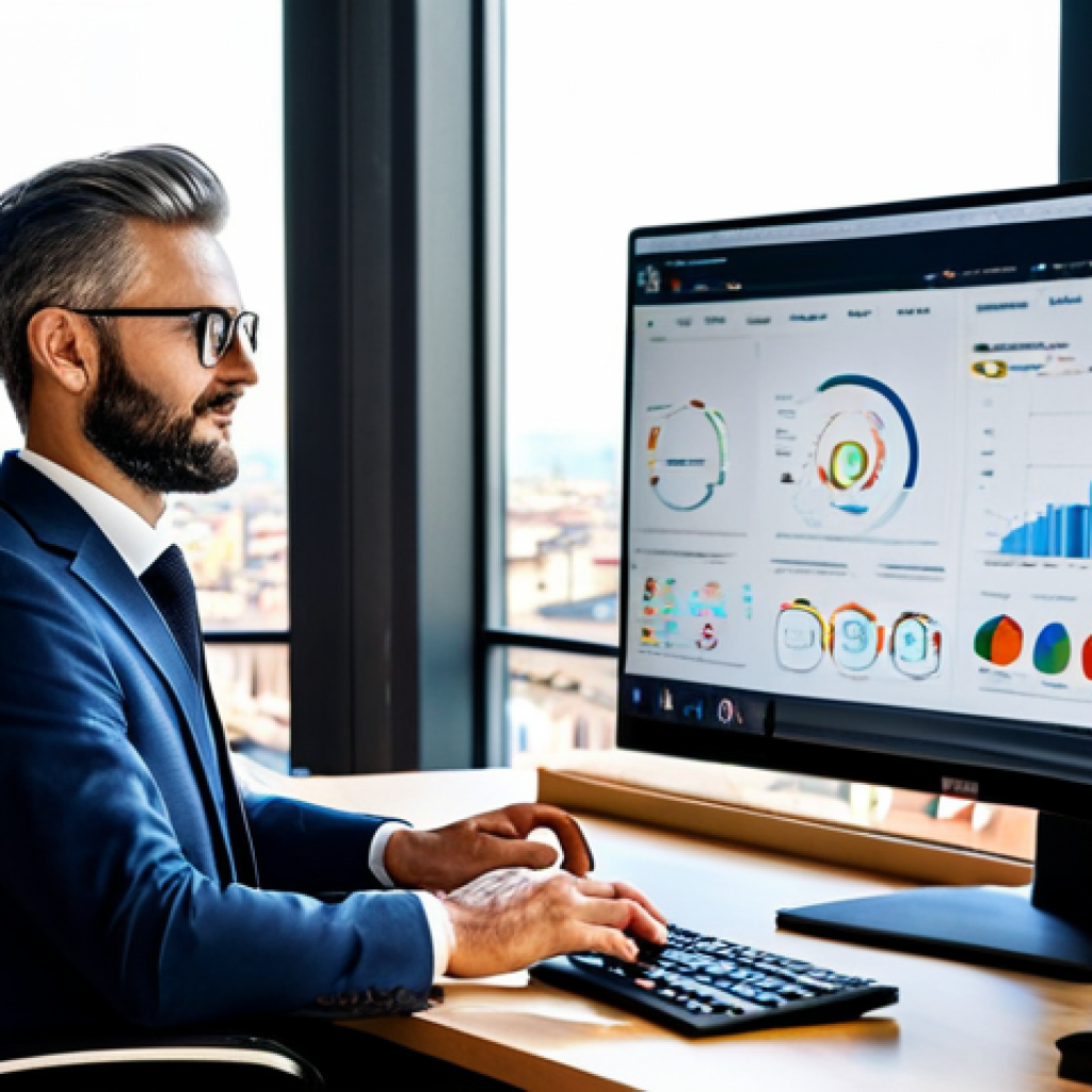 **
A seasoned reputation manager in a modern, sunlit office in Milan, fully clothed in professional attire, analyzing social media analytics on a large monitor. The background shows a cityscape of Milan with iconic landmarks. Perfect anatomy, natural pose, well-formed hands, proper finger count, appropriate content, safe for work, family-friendly, high quality.
**
