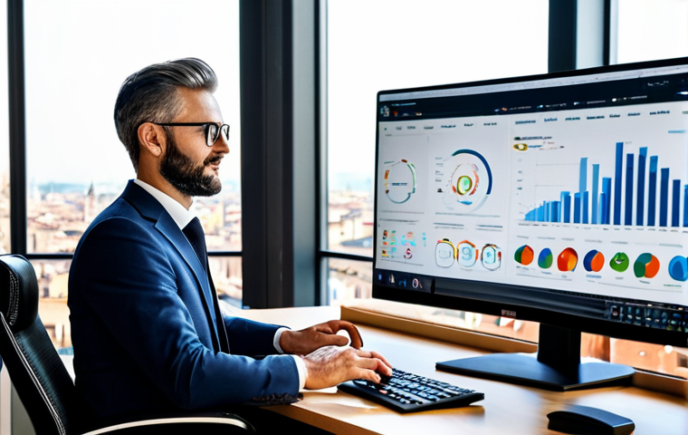 **

A seasoned reputation manager in a modern, sunlit office in Milan, fully clothed in professional attire, analyzing social media analytics on a large monitor. The background shows a cityscape of Milan with iconic landmarks. Perfect anatomy, natural pose, well-formed hands, proper finger count, appropriate content, safe for work, family-friendly, high quality.

**